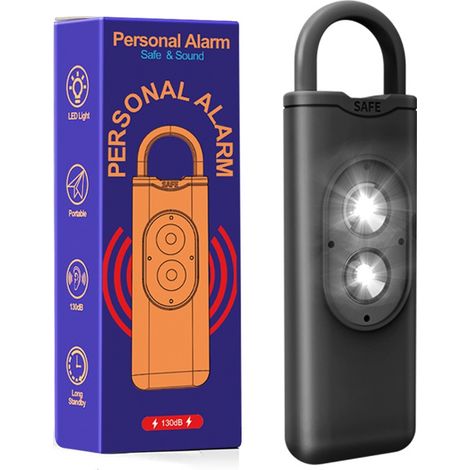 Alarme d'urgence 130 dB, alarme d'autodéfense puissante pour la sécurité personnelle - Noire - alarme anti-agression (1/5)