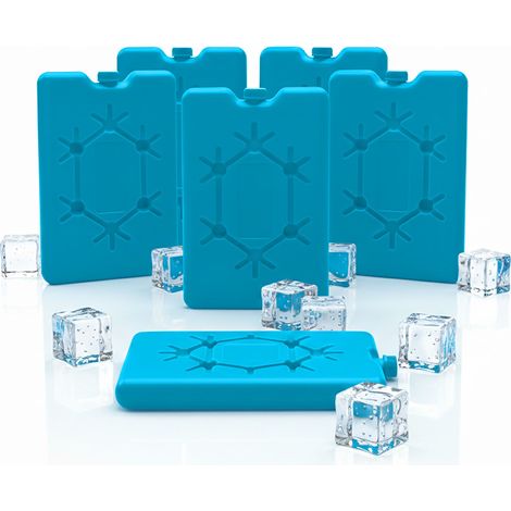 Kühlakkus 6er Set blau - je 16 x 11 cm / 265 ml - Kühl Element mit flachem Design - Kühlpack Eispack flach für Kühltasche Brotdose Camping Picknick