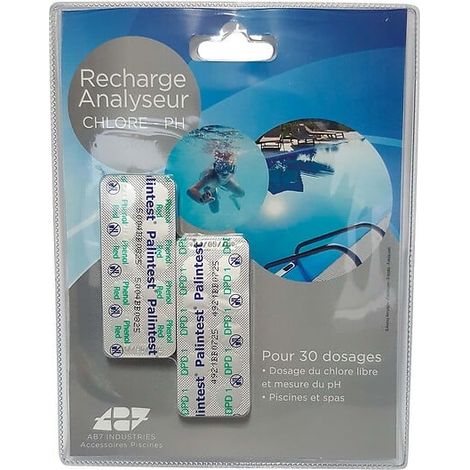 RECHARGE ANALYSEUR PH et CHLORE (pastilles) - Double coque