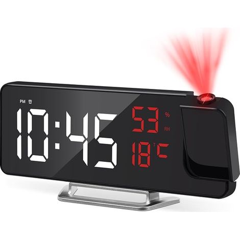 Reveil Projecteur Plafond, Réveil Projection avec Écran LED Rouge (1/5)