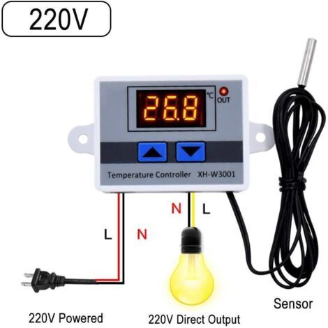Module de contrôleur de température à LED, interrupteur de thermostat XH-W3001 avec sonde étanche 1pcs (1/4)