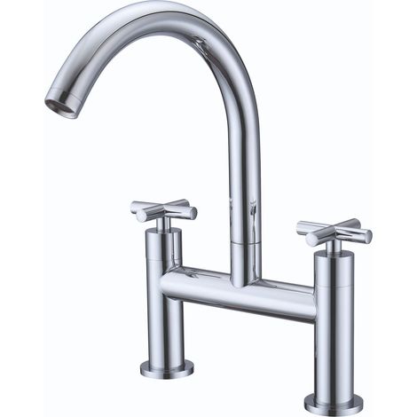 RAK Ella Crosshead Bath Filler Tap Pillar Mounted - Chrome (1/2)