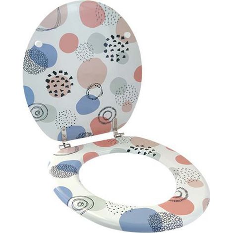 Copriwater in Legno MDF serigrafato tavoletta da Bagno WC con Stampa colorata multicolor Cerniere in Acciaio 43x38 cm (1/2)