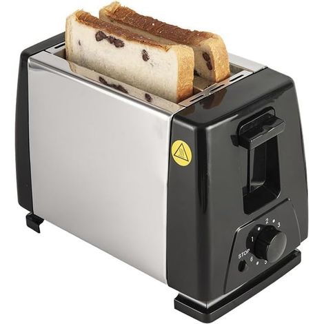 Grille-pain 2 tranches et appareil à sandwichs – Grille-pain compact pour bagels, muffins et paninis – 650 W – Noir
