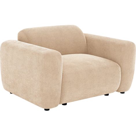 Fauteuil en velours côtelé fines côtes beige POGNI de Maison Céphy (1/4)