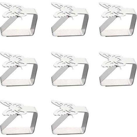 8 pièces pince à nappe en acier inoxydable pince à nappe papillon pince à pince à nappe convient aux tables d'une épaisseur ne dépassant pas 3 cm (1/4)