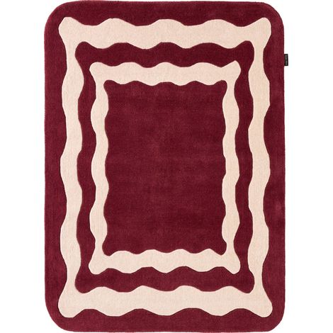 Tapis fait main rouge en laine coton motif géométrique - 160 x 230 cm (1/5)