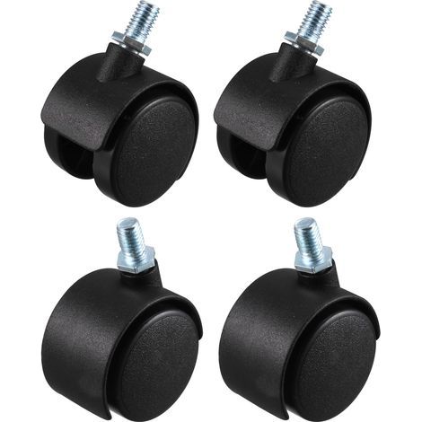 Roulettes pivotantes en plastique noir pour meubles et chaises (lot de 4) (1/5)