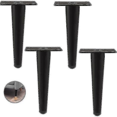 Ensemble de 4 pieds de meubles : pieds droits de canapé, pieds de table, pieds d'armoire, pieds de table de chevet en métal, 30 cm, noir et or. (1/5)