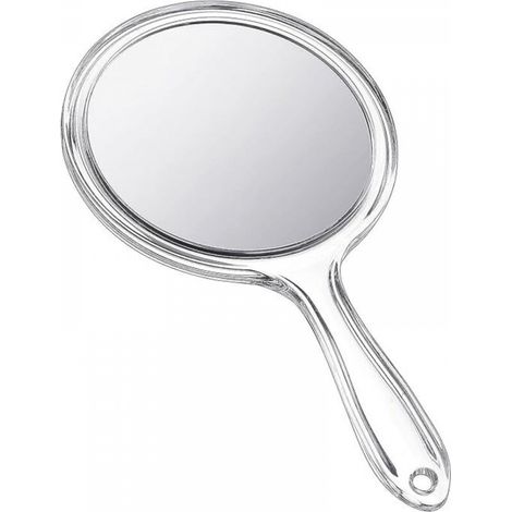 1pc Miroir Transparent avec Poignée Miroir à Main Double Face Portable Miroir avec Manche en Plastique Miroir à Main Transparent Grossissant 1x/ 2X Miroir de Maquillage de Forme Arrondie (1/4)