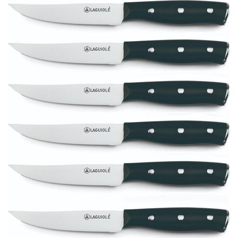 LAGUIOLE CUISSON - Set de 6 couteaux à steak en acier noir - "Gleam"