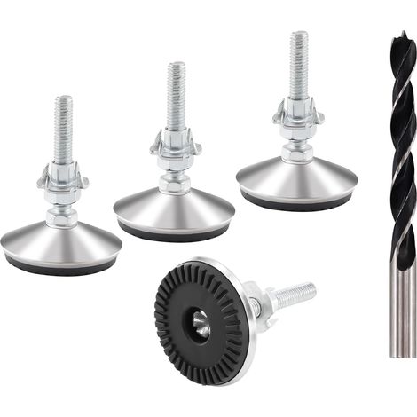 Lot de 4 pieds de meuble métalliques réglables M8 x 50 mm, hauteur ajustable, argenté, capacité de poids 250 kg (1/5)