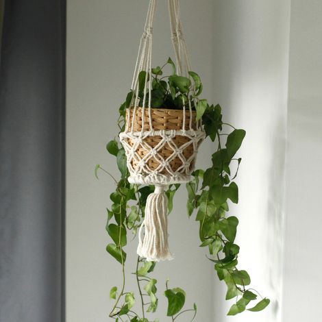 Support de pot en macramé - Petit pot simple- Vendu par 1 (1/4)