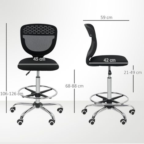 Sedia da ufficio alta 59×59×106-126 cm in poliestere nero regolabile – MEUBLIV (1/5)
