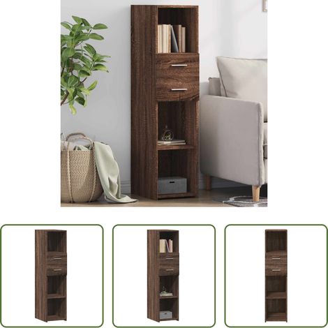 Hochschrank - Highboard Braun Eichen-Optik 30x42,5x124 cm Holzwerkstoff (1/5)