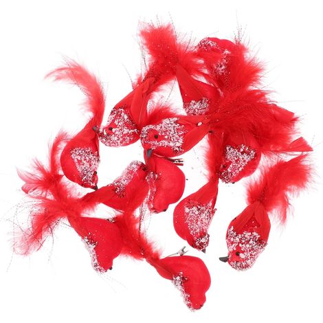 12pièces Décorations Oiseaux Rouges pour Sapin de Noël Ornements Oiseaux Artificiels avec Pince Décorations Rouges pour Table de Noël Figurines (1/5)