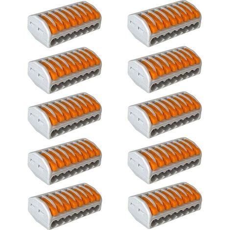 FOREHILL 10Pcs Premium PCT-218 Levier-Ecrou Fil Connecteur Set, 8 Ports Conducteur Compact Fil Connecteurs, Compact Connecteur Ressort Bornier (1/4)