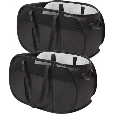 Panier à linge en maille, facile à plier, portable et doté de poignées robustes, panier à linge en maille nid d'abeille, respirant pour le linge, la salle de bain, la chambre d'enfant, le dortoir ou l (1/5)