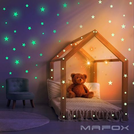 BEBUSINGOTO Glow Star Plafond ou autocollant mural - Kit de décoration de chambre autocollant mural lumineux Ensemble d'étoiles brillantes et décalcomanie du système solaire Décor de chambre d'enfant