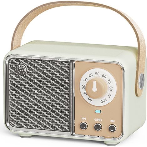 Enceinte Bluetooth rétro - Décoration vintage, enceintes sans fil portable, style rétro mignon, pour cuisine, bureau, fête et extérieur, accessoires kawaii, vert fumé