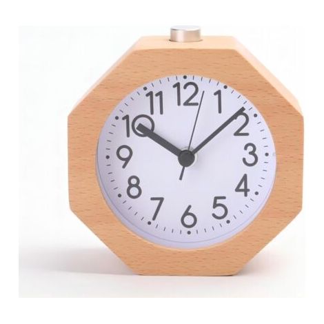 Réveil Analogique en Bois, LED Non-Tic-Tac avec Chiffres Arabes Réveil Lumière Nuit Snooze Fonction Batterie Facile à Régler pour Les Enfants Hommes Femmes (1/4)