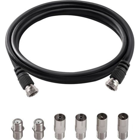 1m 75ohm Câble Coaxial RG6,F Mâle vers F Mâle Haut Débit RG6 Câble D'antenne TV,avec 6pc Coupleurs D'extension,pour décodeur,TV (1/5)
