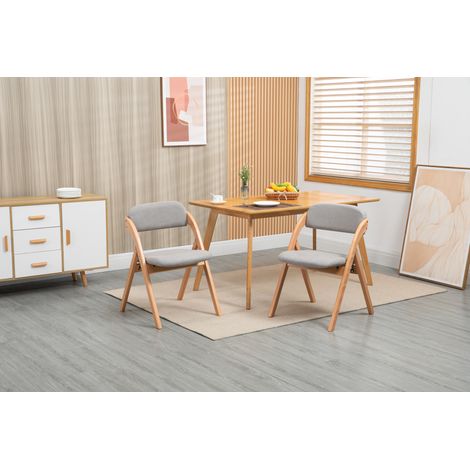 Set di 2 sedie da pranzo pieghevoli con seduta imbottita, legno di faggio e grigio HAVRYA (1/5)