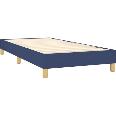 Somier de láminas sobre patas estructura de cama 90x200 cm tela azul TDL0207319
