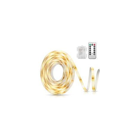 3M 180 LED ,LED Ruban Bande Lumineuse à LED, Alimentée par Batterie avec Télécommande, 8 Modes, Auto-adhésive, étanche pour le Rétro-éclairage de la Télévision, la Cuisine, Noël, Blanc Chaud