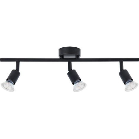 Merano Fargo Spot de plafond barre 3 lumières en métal noir satiné LED GU10 3x5W