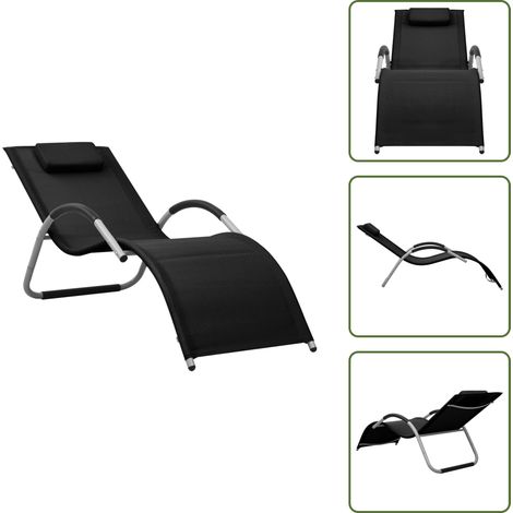 Sonnenliege Textilene Schwarz und Grau - Sonnenliege - Gartenliege - Liege - Outdoor Möbel - Textilene (1/5)