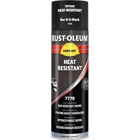 Rust-Oleum – Peinture haute température noir satiné 500ml – Résistance jusqu'à 750°C – Pour acier non revêtu et surfaces légèrement rouillées