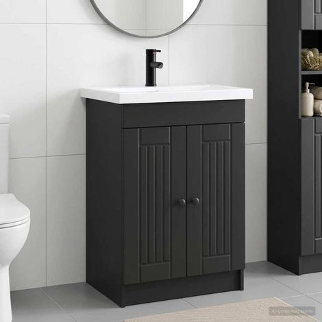 Juego de muebles de baño Negro 56 x 37,5 x 81 cm