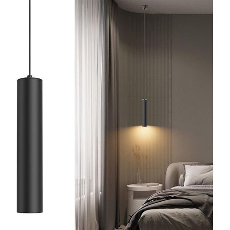 3000K Suspension Luminaire Cylindre , 30cm,Lampe Suspension Moderne avec Source lumineuse 5W , Noir, Blanc Chaud, Suspension Luminaire LED pour Salon Chambre Cuisine Chevet (1/5)