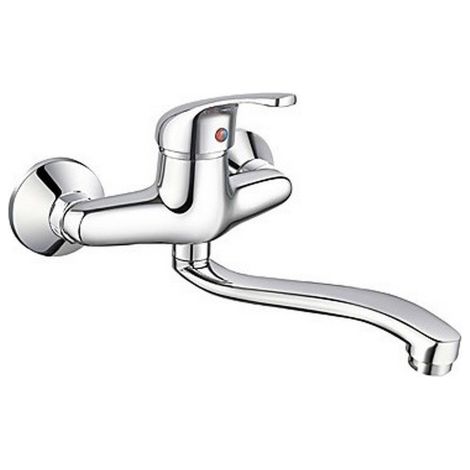 Mitigeur d'e'vier mural a' levier unique HydrAll Delfina en laiton chrome' robinets professionnels pour cuisines industrielles