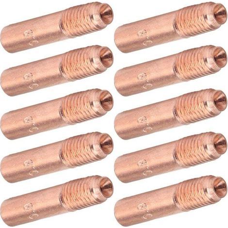 10 Pieces 0.9mm MIG Welding Nozzles, MIG Welding Contact Tips, Copper Conductive Nozzle Kit for Industrial Welding (1/4)