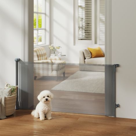 Gris - Barrière de sécurité rétractable conçu pour chiens Extensible jusqu’à 180 cm de large pour escaliers et portes