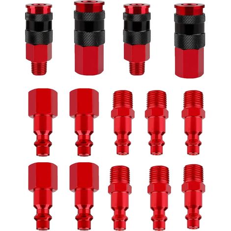 Kit de racores para mangueras de aire Universal AMT de 14 piezas, kit de racores de aluminio para compresores de aire I/M (1/5)