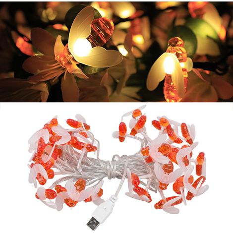 Guirlande lumineuse étanche en forme d'abeille, décorations de Noël, 40 LED, alimentation USB, 6 m, 40 l (1/5)