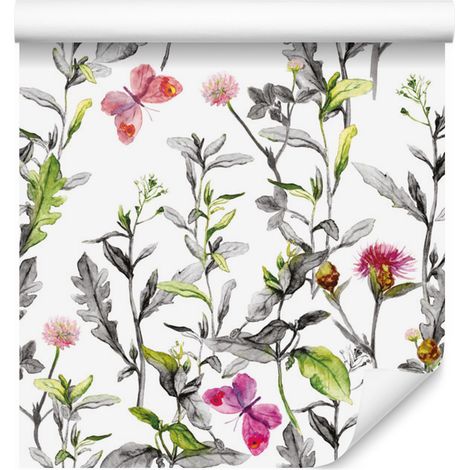 Carta da parati con fiori di campo ad acquerello per soggiorno e camera da letto 50x1000 cm (1/5)