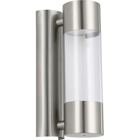 Applique Esterno Moderna Robledo Acciaio Argento Policarbonato Trasp Led