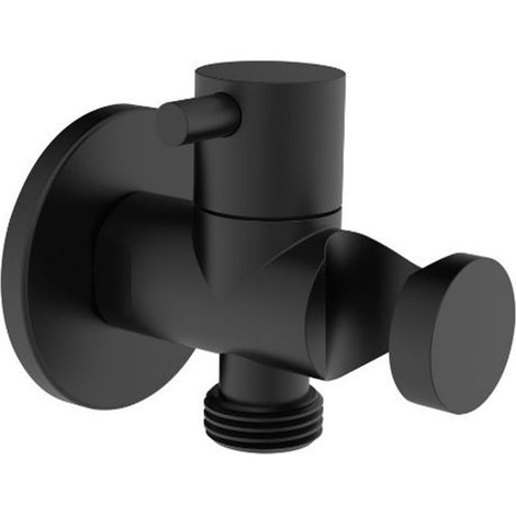 Presa acqua tonda con supporto e chiusura nero opaco   Tecom