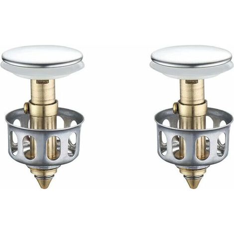 Filtre de Vidange de Rebond de Lavabo Universel, évier Bouchon de Vidange Pop Up Salle de Bain évier Bouchon de Vidange avec Panier, Cuisine Crépine évier Bouchon de Vidange(2pcs) (1/3)
