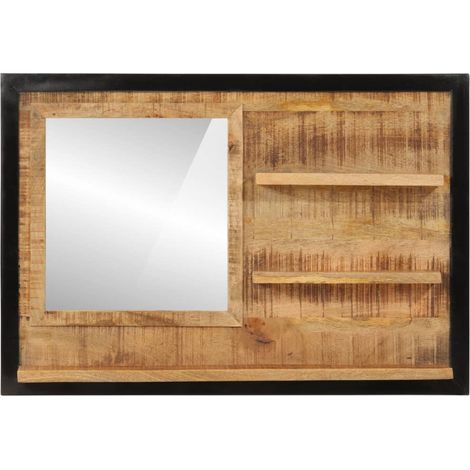 Miroir,Miroir décoratif avec étagères 80x8x55 cm verre et bois massif manguier CFW646425 (1/5)