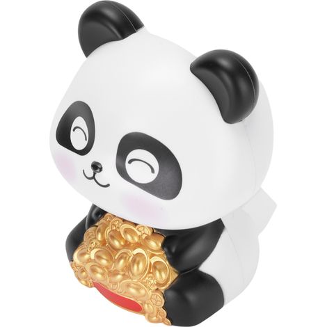 Figurine de panda solaire à tête oscillante, décoration de tableau de bord de voiture, porte-bonheur, pour enfants et maison, yeux plissés (1/5)