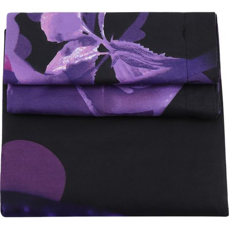 Parure de lit 4 pièces violette rose motif fleuri, housse de couette confortable 2, ensemble de couvre-lit réversible, literie douce pour chambre (1/5)