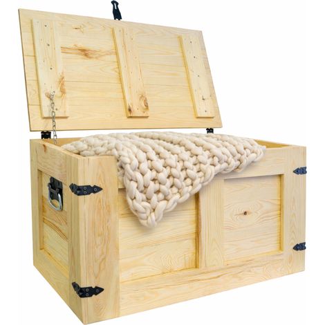 grosse Holztruhe Oskar Natur 80x45x47cm (1/5)