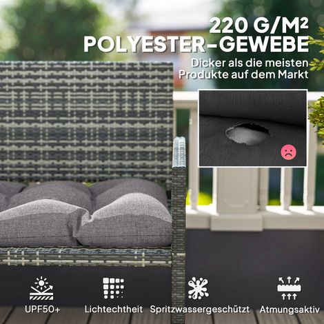Coussin pour banc de jardin 105x46x12,5 cm, gris, avec fixations, idéal pour assise extérieure et mobilier de terrasse (1/4)