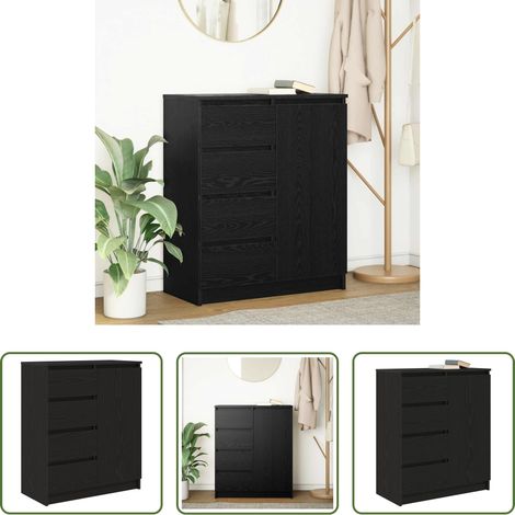Schubladen - Sideboard mit Schubladen Schwarz Eichen-Optik 71x35x84 cm (1/5)