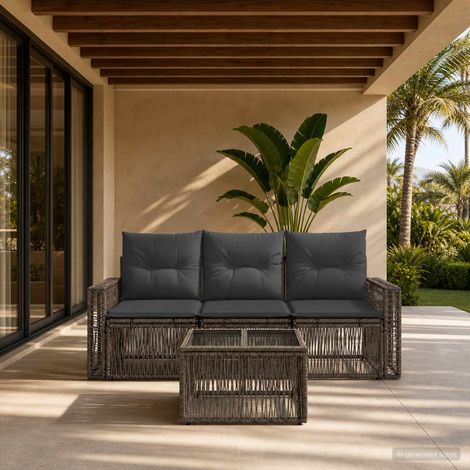vidaXL Conjunto de sofás de jardín 4 uds. Gris y Gris Oscuro (1/5)